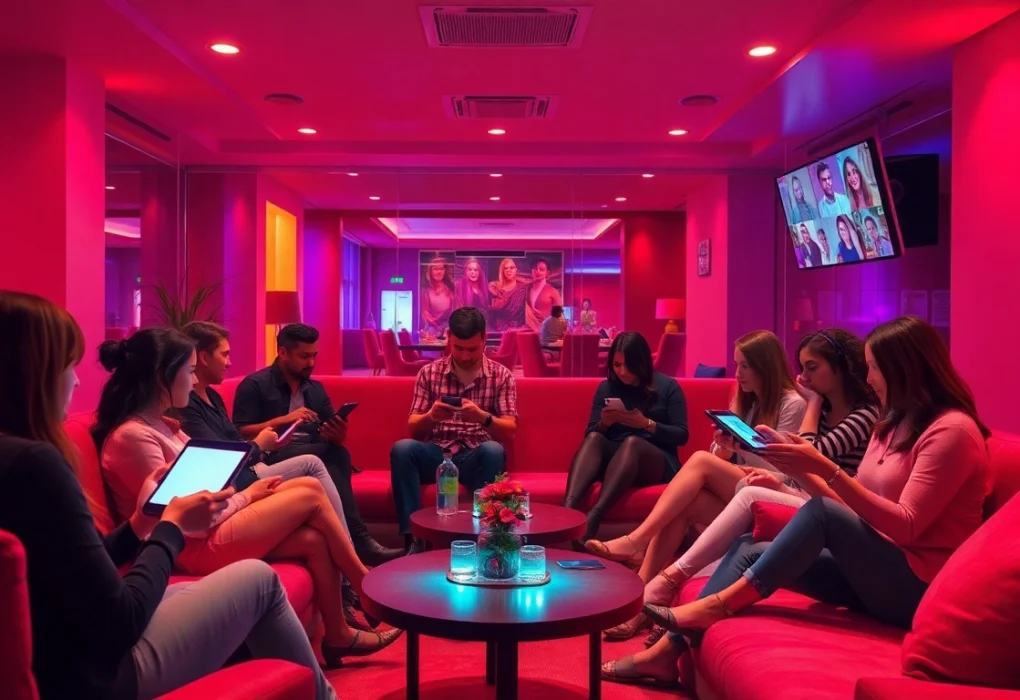 Engaging adults in a cozy, vibrant chat room atmosphere for intimate sex chat conversations.