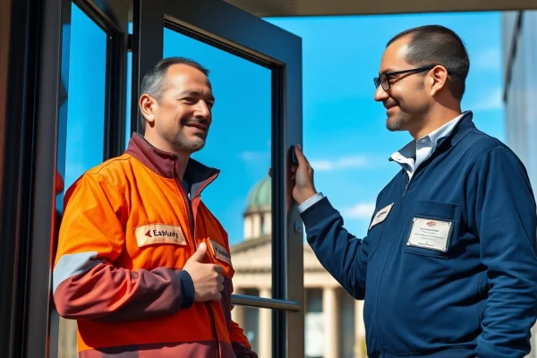 Techniker bei der Türöffnung Berlin mit professionellem Werkzeug, beschädigungsfrei.