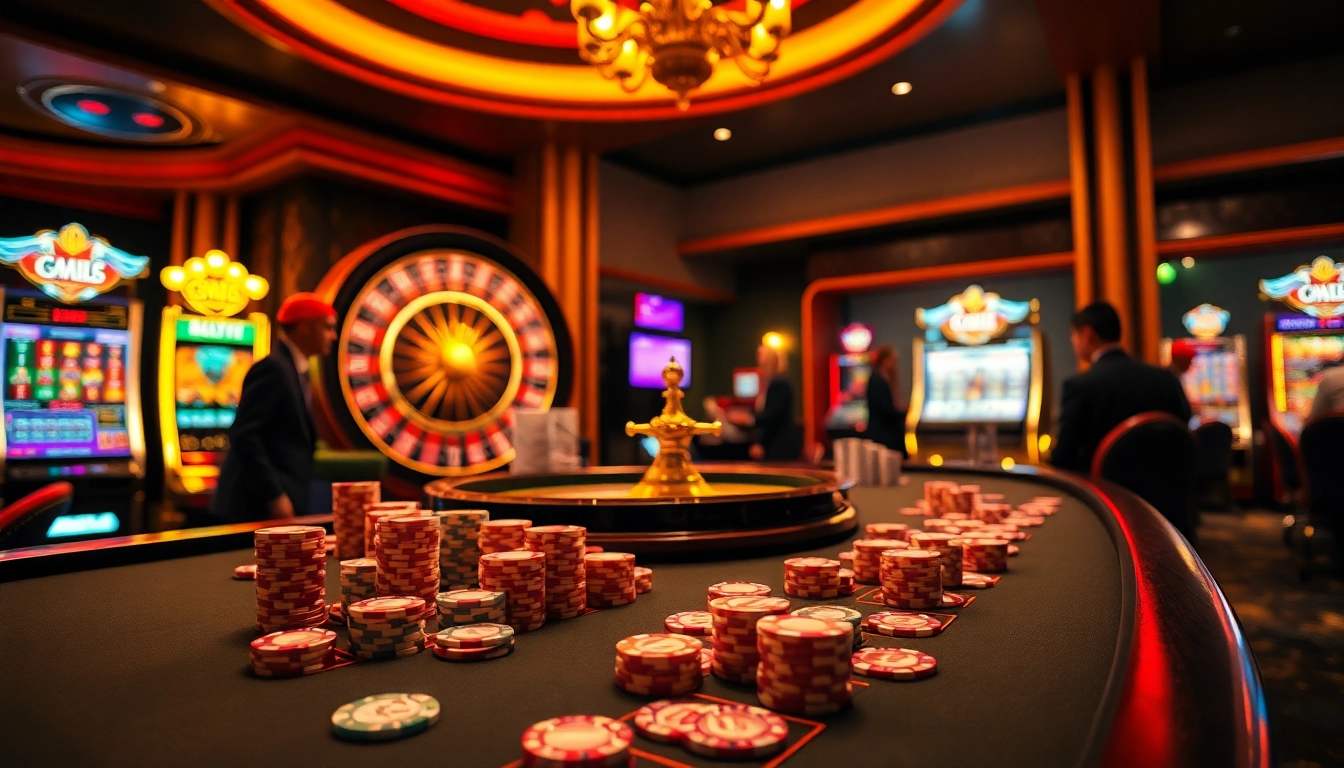 Action-packed scene at https://gg88.black/ showcasing vibrant casino gambling with poker chips and roulette.