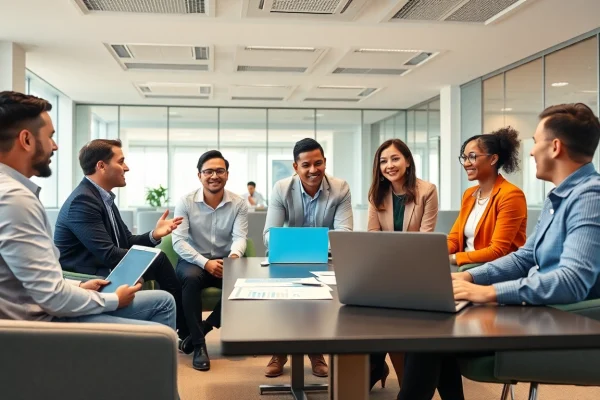 Personalvermittlung in einem modernen Büro mit engagierten Fachleuten im Austausch.