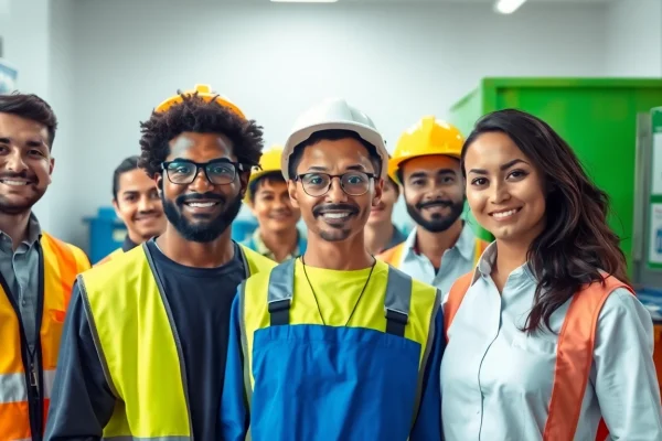 Sondermüll entsorgen privat: People safely disposing of hazardous waste in a clean environment.