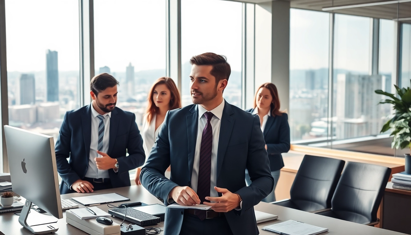 Headhunter Schweiz trifft internationale Talente in einem modernen Büro.