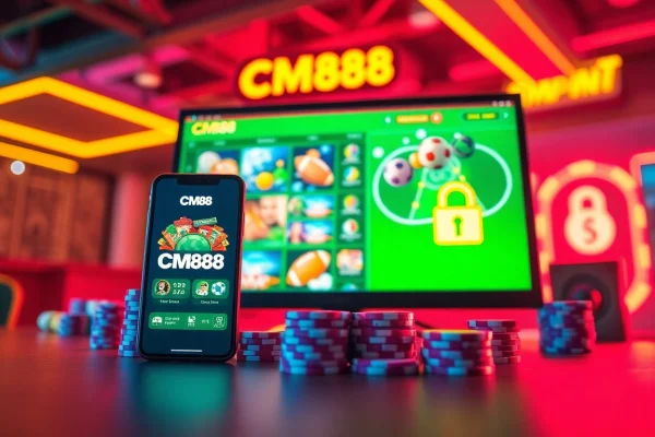 CM88 online betting platform featuring vibrant graphics and user-friendly design emphasizing safety and entertainment.