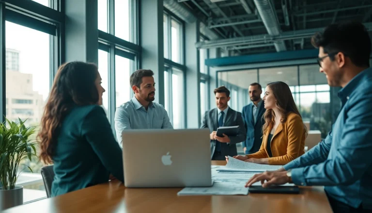 Headhunter Ingenieure beraten talentierte Ingenieure in modernem Büro.